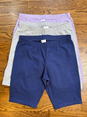 Hanna Andersson Girls' Cotton Basic Knit Bike Shorts Navy, Gray & Lilac 10-12